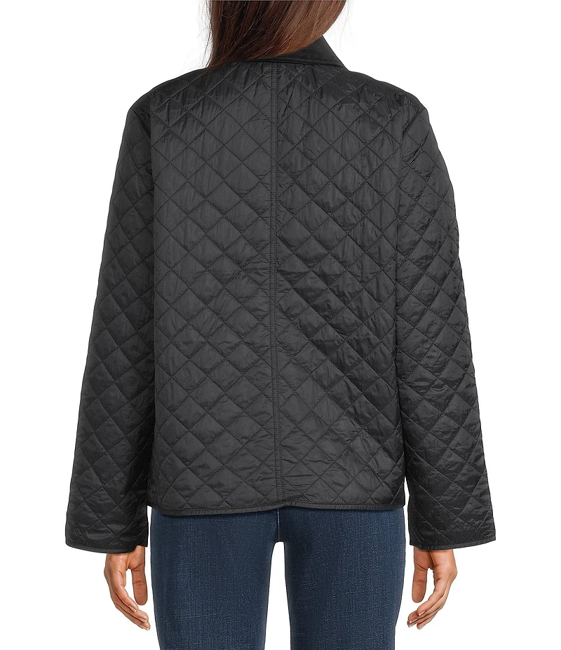Eileen Fisher Eggshell Recycled Nylon Point Collar Long Sleeve Jacket