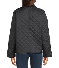 Eileen Fisher Eggshell Recycled Nylon Point Collar Long Sleeve Jacket