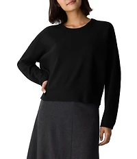 Eileen Fisher Felted Wool Crew Neck Long Sleeve Sweater