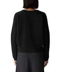Eileen Fisher Felted Wool Crew Neck Long Sleeve Sweater