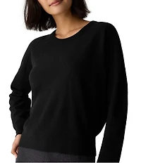 Eileen Fisher Felted Wool Crew Neck Long Sleeve Sweater