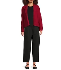 Eileen Fisher Felted Wool Notch Lapel Long Sleeve Cardigan