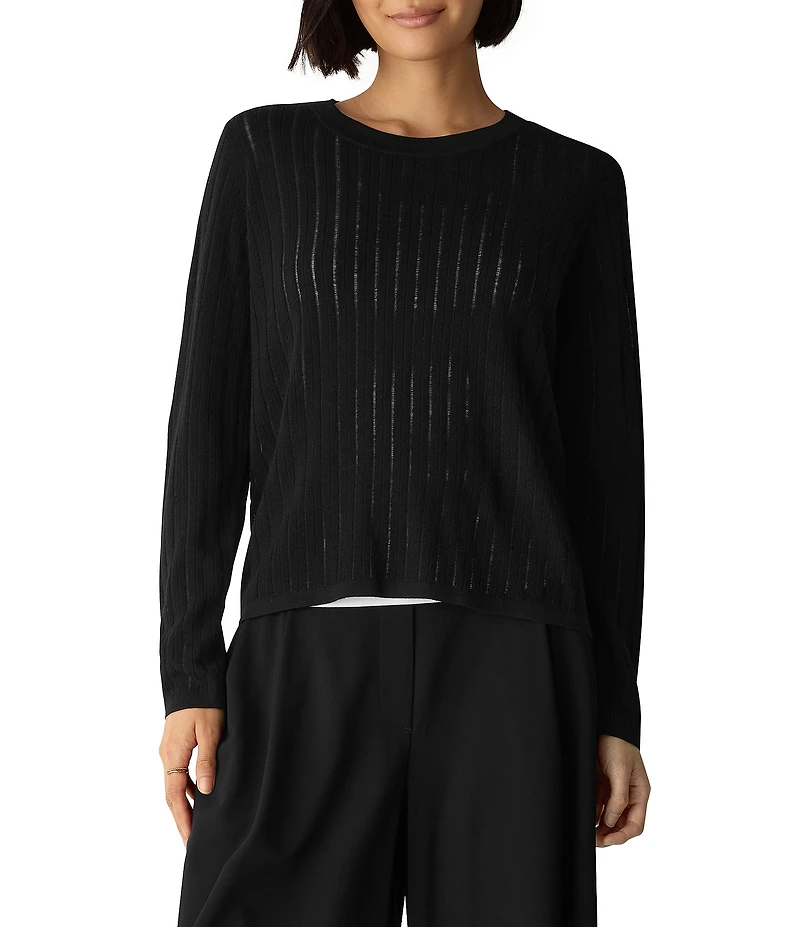 Eileen Fisher Fine Merino Yarn Crew Neck Long Sleeve Sweater