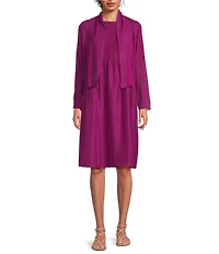 Eileen Fisher Fine Sheer Silk Georgette Open Front Long Sleeve Jacket