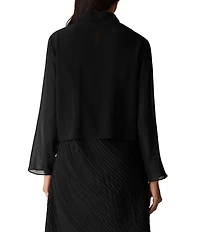 Eileen Fisher Fine Sheer Silk Georgette Open Front Long Sleeve Jacket