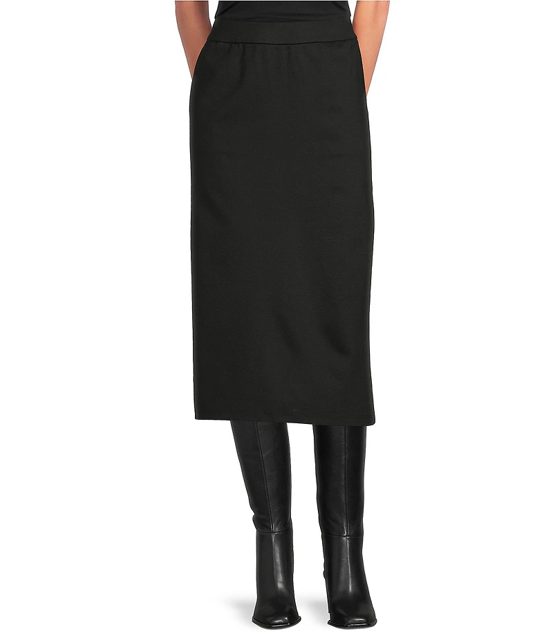 Eileen Fisher Flex Ponte Elastic Waist Midi Skirt