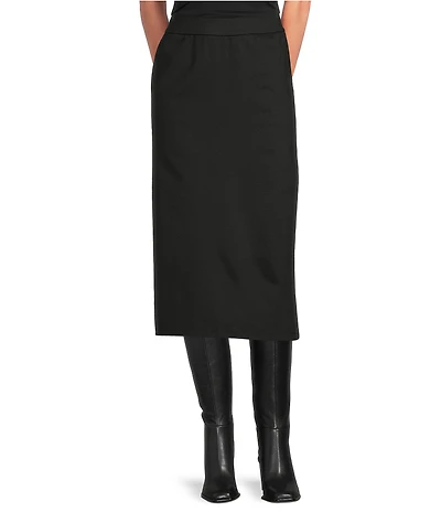 Eileen Fisher Flex Ponte Elastic Waist Midi Skirt