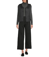 Eileen Fisher Flex Ponte Elastic Waist Wide Leg Ankle Pants