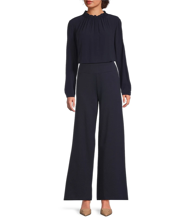 Eileen Fisher Flex Ponte High Waist Wide Leg Pants