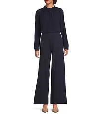 Eileen Fisher Flex Ponte High Waist Wide Leg Pants