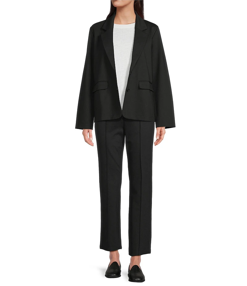 Eileen Fisher Flex Ponte Notch Lapel Long Sleeve Blazer