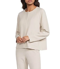 Eileen Fisher Flex Ponte Round Neck Long Sleeve Jacket