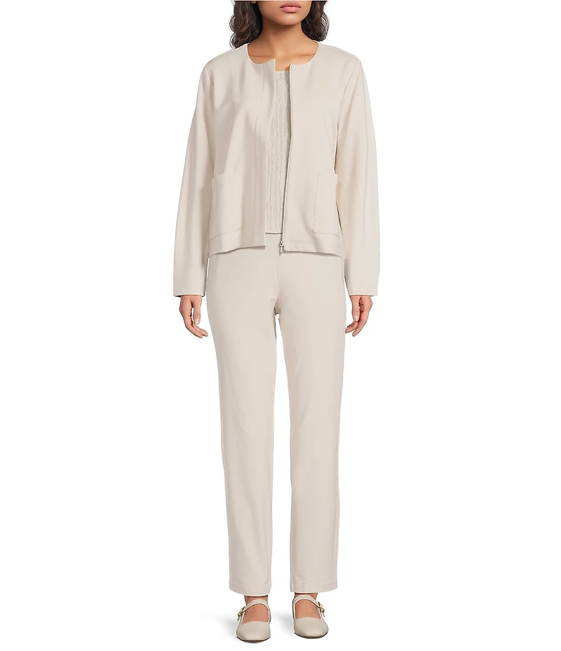 Eileen Fisher Flex Ponte Round Neck Long Sleeve Jacket
