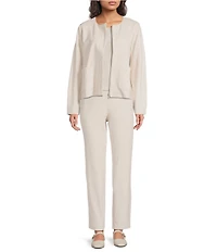 Eileen Fisher Flex Ponte Round Neck Long Sleeve Jacket