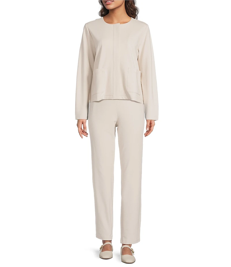 Eileen Fisher Flex Ponte Round Neck Long Sleeve Jacket