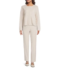 Eileen Fisher Flex Ponte Round Neck Long Sleeve Jacket