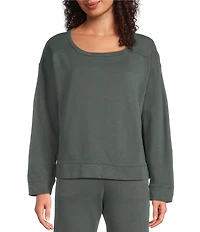 Eileen Fisher Organic Cotton Garment Dyed Terry Ballet Neck Long Sleeve Box Top