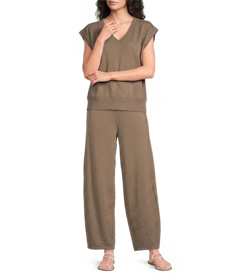 Eileen Fisher Garment Dyed Terry Elastic Waist Lantern Ankle Pants