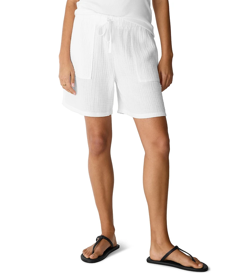 Eileen Fisher Gauzy Double Weave Relaxed Pull-On Shorts