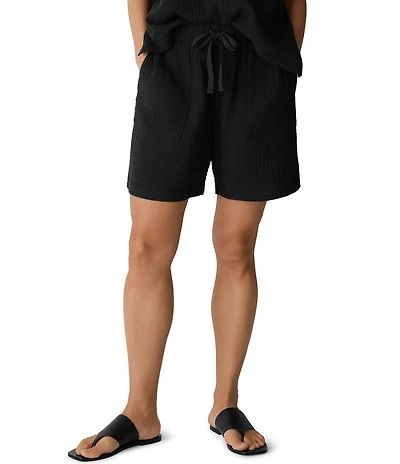 Eileen Fisher Gauzy Double Weave Relaxed Pull-On Shorts