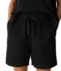 Eileen Fisher Gauzy Double Weave Relaxed Pull-On Shorts