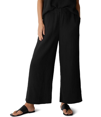 Eileen Fisher Gauzy Organic Cotton Weave Pull-On Ankle Coordinating Pants