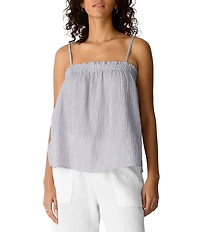 Eileen Fisher Gauzy Textured Square Neck Sleeveless Cami Strap Top