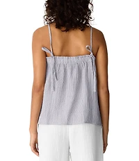Eileen Fisher Gauzy Textured Square Neck Sleeveless Cami Strap Top