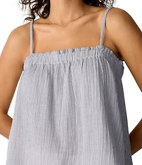 Eileen Fisher Gauzy Textured Square Neck Sleeveless Cami Strap Top