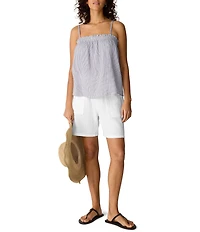 Eileen Fisher Gauzy Textured Square Neck Sleeveless Cami Strap Top