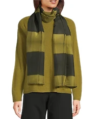 Eileen Fisher Hand Died Plaid Silk Scarf