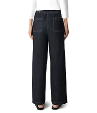 Eileen Fisher Indigo-Dyed Organic Cotton Straight Leg Pull-On Pants