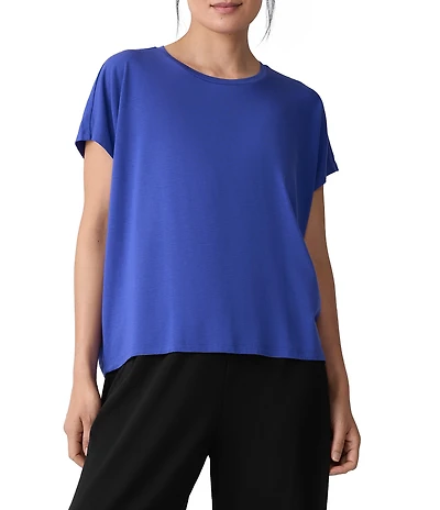 Eileen Fisher Jersey Knit Crew Neck Short Sleeve Top