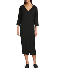 Eileen Fisher Knit 3/4 Sleeve V-Neck Caftan