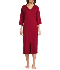 Eileen Fisher Knit 3/4 Sleeve V-Neck Caftan