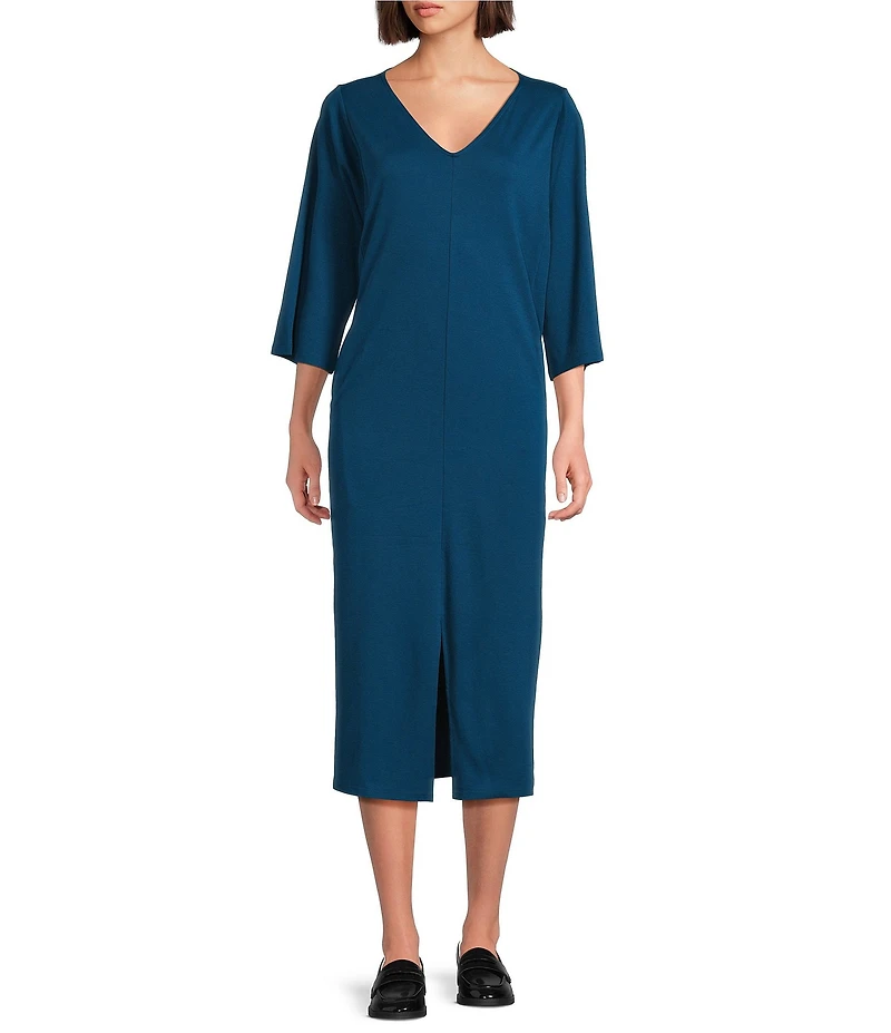 Eileen Fisher Knit 3/4 Sleeve V-Neck Caftan