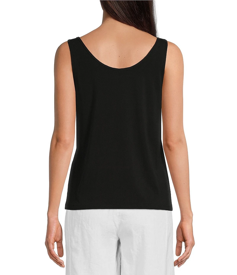 Eileen Fisher Knit Silk Jersey Scoop Neck Sleeveless Tank
