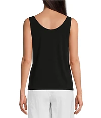 Eileen Fisher Knit Silk Jersey Scoop Neck Sleeveless Tank