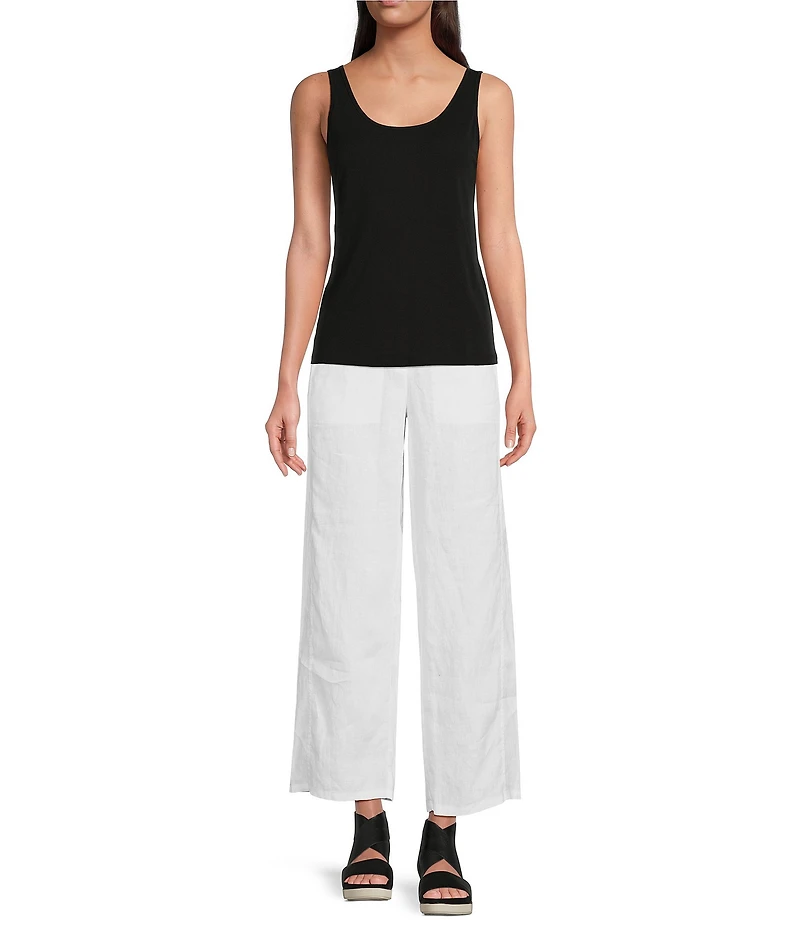 Eileen Fisher Knit Silk Jersey Scoop Neck Sleeveless Tank