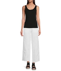 Eileen Fisher Knit Silk Jersey Scoop Neck Sleeveless Tank