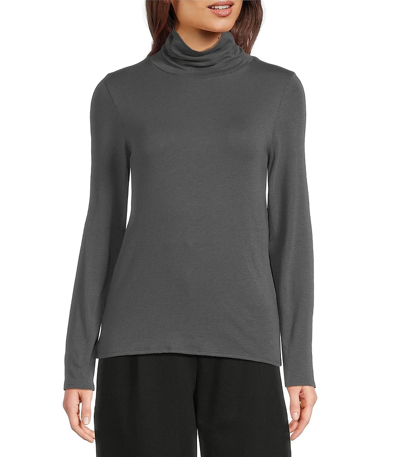 Eileen Fisher Organic Cotton Blend Knit Turtleneck Long Sleeve Top