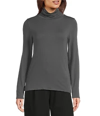 Eileen Fisher Organic Cotton Blend Knit Turtleneck Long Sleeve Top