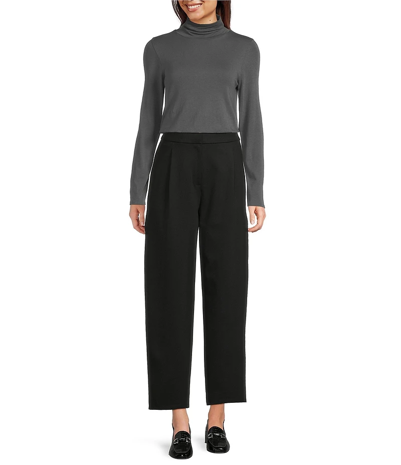 Eileen Fisher Organic Cotton Blend Knit Turtleneck Long Sleeve Top