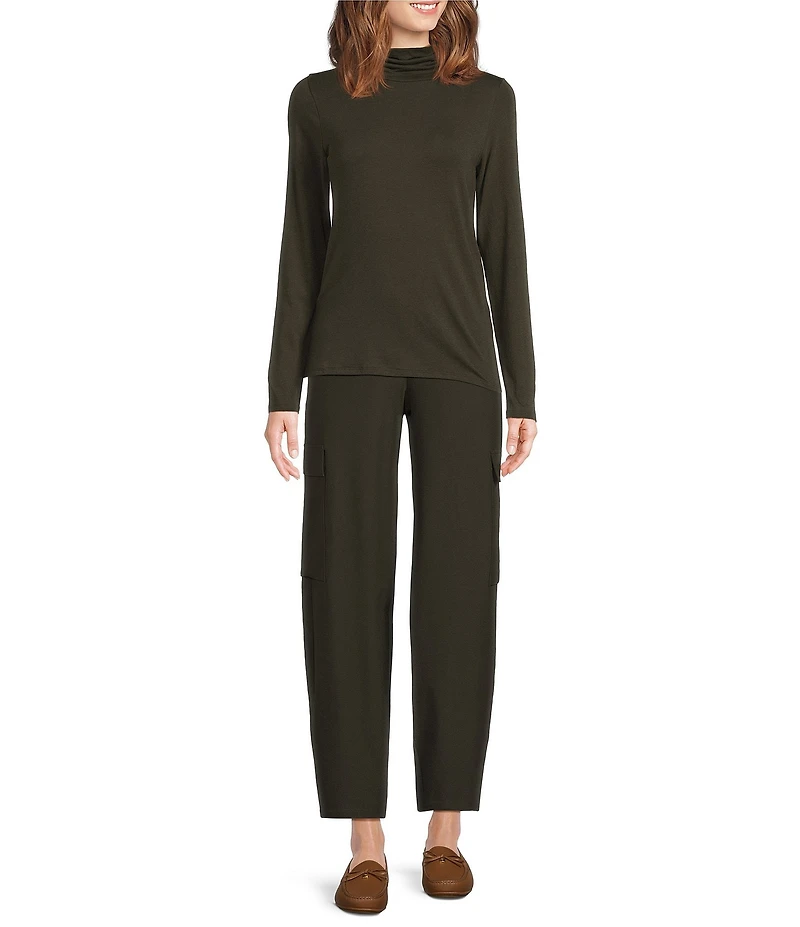 Eileen Fisher Organic Cotton Blend Knit Turtleneck Long Sleeve Top
