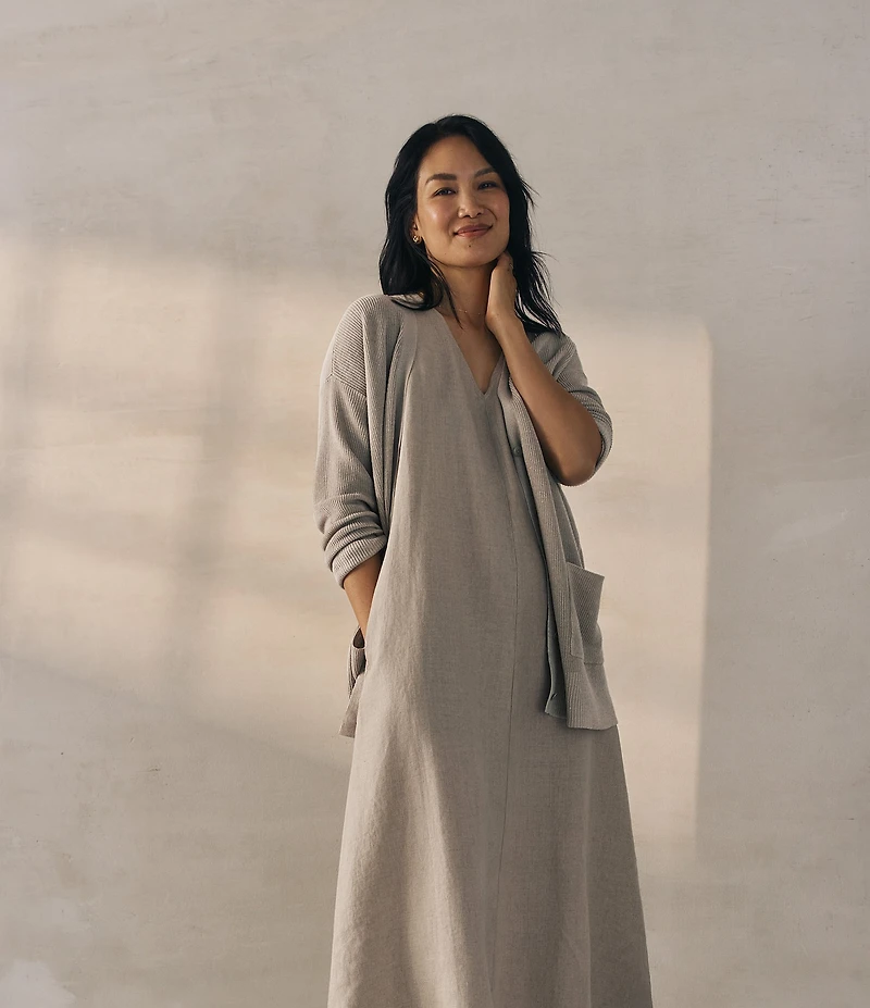 Eileen Fisher Knit V-Neck Long Sleeve Button Front Cardigan