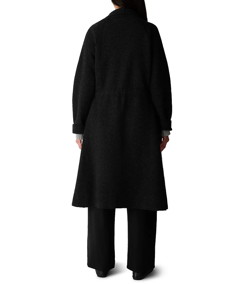 Eileen Fisher Lightweight Boiled Wool Drape Neck Coat