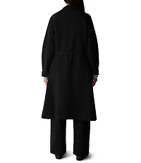 Eileen Fisher Lightweight Boiled Wool Drape Neck Coat