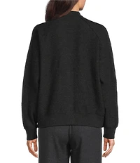 Eileen Fisher Lightweight Boiled Wool Stand Collar Long Sleeve Jacket