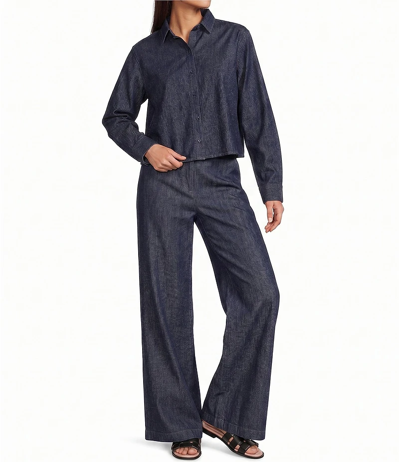 Eileen Fisher Lightweight Denim High-Waisted Wide Leg Trouser