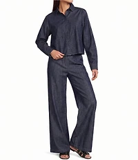Eileen Fisher Lightweight Denim High-Waisted Wide Leg Trouser